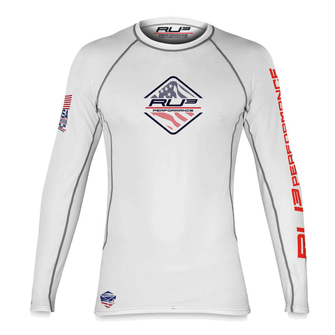 RU3 WHITE TEAM USA PERFORMANCE RASH GUARD - Hashtag Board Co.